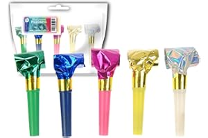 DREAM' S PARTY 20 Trombette FISCHIETTI a Lingua per Carnevale Holographic OLOGRAFICI per Party, Feste di Compleanno, Capodanno, Natale ECC. - Motivo Lucido Metallizzato - Colori Assortiti. Colore Metallizzato (luci