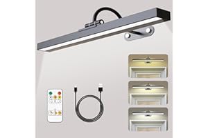 Shulltji Battery Operated Wall Lights, 4000mAh Rechargeable Battery Picture Lights with Timer & Dimmable & 3 Color Temp, Wireless Wall LED Sconces for Dartboard Picture Frame (15.75”, Black)