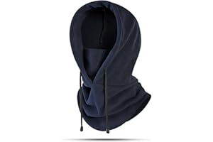 RUNMEIHE Winter Thermal Hat with Neck Cover, Windproof Fleece Balaclava for Women Men, 3-in-1 Scarf Face Cover Hood for Outdoor Skiing Cycling