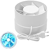 Silent Air Extractor, 150 mm, 305 m3/h, Inline Duct Non-Return Air Extractor, for Bathroom WC Greenhouse Shop Kitchen Office