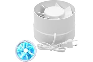 TNSLAND Kanałowy wentylator rurowy, 150mm, 305 m³/h, wysoka jakość, cichy, wyciąg dymu, do łazienki, WC, kuchni, szklarni, namiotu, garażu