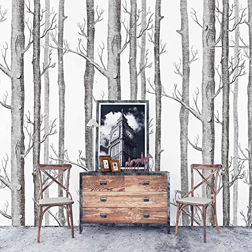 Tapete by COUTUDI, Natur Birke Baum - Wald Holz Vliestapete Wandbilder, PVC frei Fine Decor, 0.53m B*10m L