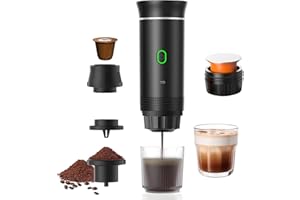 Jenmayt Machine à Café Espresso Portable 15 Bars – Cafetière Électrique Sans Fil avec USB Rechargeable, Compatible Capsules Nespresso/Café Moulu pour Voyage, Camping, Bureau (sans sac)