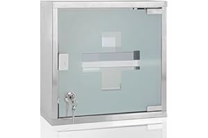 Deuba Botiquín para medicinas Armario de medicamentos 2 estantes Primeros Auxilios para Colgar en la Pared Cerradura Llave