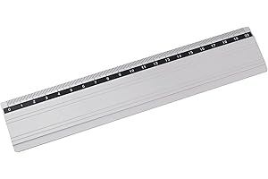 D.RECT Règle en Aluminium | Longueur de la Règle 20 cm | Règle avec Poignée | Résistante à la Rupture | pour École, Bureau, Maison | Argent