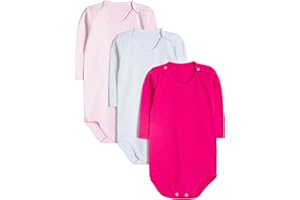 rise&Raba Baby Bodysuit 3 Pcs | 100% Organic Cotton Long Sleeve Comfortable Button Baby Bodysuits for Boys and Girls | Comfortable and Cute Onesies