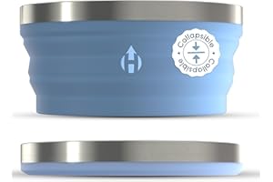HYDAWAY Collapsible Bowl - 1 Quart (950ml) I Large Collapsible Bowls for Camping, RV, Hiking, Backpacking, Travel, Kids & Pets, Portable Dog Water Bowl, Silicone Bowls Collapse to 1-inch, Steel Rim