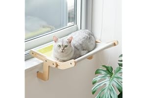 MEWOOFUN Hamac Chat Fenetre Perchoir de fenêtre lit pour Chat Facile a Monter Jusqu'à 18kg (Yellow/Grey)