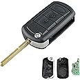 Heart Horse Key Fob Replacements for Land Rover Discovery 3 Range Rover Sport, 3 Buttons Flip Folding Remote Car Key Case with 433Mhz PCF7941 Chip, Discovery Remote Key Case, Range Rover Remote Key