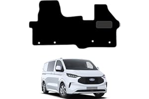 PRIME CAR MAT .CO.UK Carpet Floor Mats Fits for Ford Transit Custom (2024+) [Auto] 4 Clips - Custom Van Accessory Tailored fit, Non Slip Mat - Granulated Backing and Edged With Black Nylon Binding - 1 Floor Mat Only