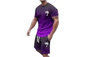 Cvanxluy Summer Outfit, Men's Two-Piece Casual 2-Piece Sports Suit, Shorts and T-Shirt Set, Stretch Jogging Suit, Clothes, Breathable Summer Shirt, Leisure Suit, Beach Tracksuit, Tracksuit for Men