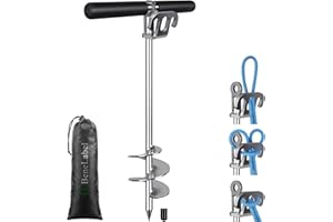 BeneLabel Boat Anchor, Heavy Duty Kayak Sand Stake 43cm Screw in Shallow Water Canoe Beach Anchor SUP Spiral Wind Storm Spike Peg for Small Medium Large Boat with Storage Bag