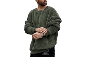 Runcati Herren Plüsch Pullover Teddy-Fleece Oberteile Oversize Sweatshirt Fuzzy Plüsch Teddy Pulli Tops für Herbst Winter