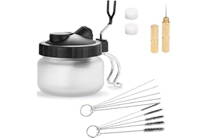 DARENYI Airbrush Cleaning Pot, Airbrush Cleaning Pot Filter Glass Jar, Cleaning Pot with Holder, Needle and Brush Accessories, Professional Airbrush Cleaning Kit Tools