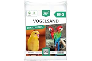 Best For Home Vogelsand | Vogelsand 5kg für Käfig | Quarzsand Vogelsand - Leicht zu dosieren und gleichmäßig zu verteilen | Papagei Sand Idealer Bodengrund für Käfige und Volieren