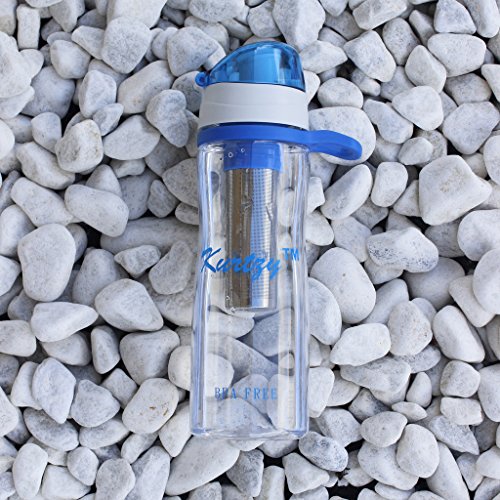 KurtzyTM 700ml Infuser Trinkflasche Kunststoff Brüheinheit BPA-frei Hydration Sport Wasser trinken Plastik Flasche für Wandern, Radfahren, Spazierengehen - 2