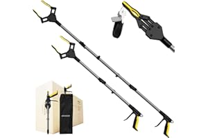 ANANOR 2 sztuki 112 cm i 81 cm składany chwytak dla seniorów, ulepszona szeroka szczęka z obrotową głowicą 360° i 2 torby do przechowywania, magnetycznym chwytak do śmieci, przedłużenia ramion, pomoce