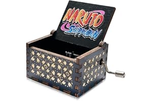 Meloditrunk Mini Caja de Música de Madera de Naruto, Negro Cajas de Música de Manivela para Fans del Anime, Antigua Artesanía de Decoración del hogar para niños Regalos para Cumpleaños y Navidad
