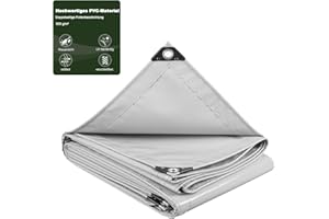 ‎LANEETAL Laneetal Abdeckplane mit Ösen 3x5 m, 500g/m² PVC Winterschutz Plane Gewebeplane Ripstop-Gewebe Reißfest & Wasserdicht | Universell für Pool, LKW, Holz Gartenmöbel | Abdeckung, Schutzplane,Grau
