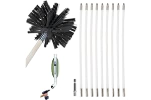 UQTUKO Pulizia Canna Fumaria, scovolo canna fumaria flessibili 410mm Spazzola per camino spazzacamino canna fumaria per la pulizia di camini/stufe/aspiratore per asciugatrice Kaminbürste Stange set