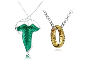 HJYZY 2 Stück Arwens Abendstern Elfengrüne Lorien-Brosche/Halskette Elfen Schmuck Damen Halskette mit Ring Anhänger Schmuck