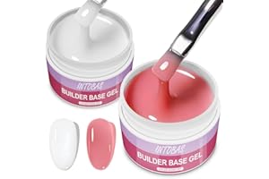 INTOBAS Kit Gel Construction Ongle UV 3-En-1, Builder Gel 30g, Gel de Base Vernis à ongles, Gel de Construction, Gel Ongle UV/LED pour Extension Et Renforcement-Manucure de Réparation-Rose et Blanc