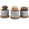 3er-Set Mini-Blumentöpfe Aus Keramik – Modernes Geometrisches Design Für Sukkulenten, Kakteen & Kleine Pflanzen