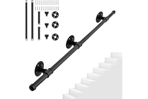 IBVIVIC Barandilla negra para escaleras, 150 cm, para interior y exterior, pasamanos de pared vintage, de hierro forjado, pasamanos para baño, jardín, interior, exterior, escaleras, balcón, parapeto