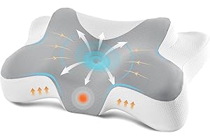 DONAMA Cuscini da lettura cuscino cervicale per dormire, cuscino ergonomico cervicale per Dormitori Laterali, Supini e Proni con Federa Sfoderabile e Lavabile (Grigio Bianco, 66x37x13 cm)