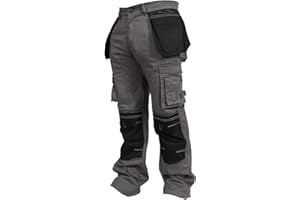 newfacelook Men's Work Trousers Cargo Trousers Knee Holster Pockets Safety