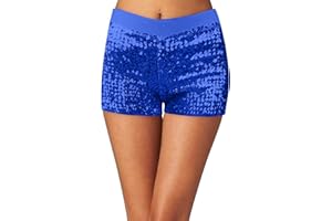 Generisch Glitzer Shorts Damen mit Pailletten Y2K Hohe Taille Hotpants für Nacht Club Festivals Shortpants Glänzend Kurz Hose Schimmerndes Karneval-Rave-Kostüm für Frauen und Mädch