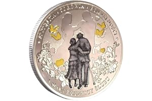 QUEAMBLER Pièce d'amour pour toujours amour et bonheur - Plaqué argent - Pologne - Cadeau romantique - Pièce de collection pour anniversaire de mariage