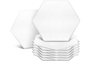 XTUGA 12 Packs de panneaux acoustiques hexagonaux, mousse acoustique14" X 12" X 0.5" Panneau accoustique haute densité pour studio/maison/bureau (blanc)