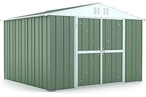 NOTEK Box in Acciaio Zincato Casetta da Giardino in Lamiera 3.27 x 2.69 m x h2.17 m - 132 KG – 8,80 metri quadri (Verde)