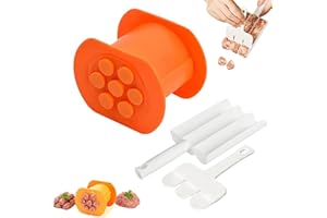 Lumeclat Set di Presse per Hot Dog 2 Pezzi, Macchina Manuale per Salsicce con 7 Buchi e Creatore di Polpette Triplo con Spatola,per Snack Fatti in Casa,Accessori per Barbecue,Hot Dog,Burger,Crocchette