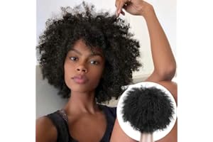 Becus 8" perruques afro court Kinky Curly perruques 100% cheveux humains pour les femmes noires naturel usage quotidien noir (#1B)