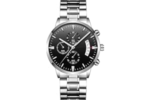 ROSEBEAR Reloj analógico de cuarzo para hombre, cronógrafo, con varios dígitos, resistente al agua hasta 30 m, correa de acero inoxidable