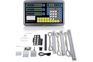 GUILOPOER Lectura digital de 3 ejes Set, pantalla DRO Lectura digital, escala lineal de 0-1000 mm, función múltiple para torno, alta frecuencia de escaneo, para fresadora, amoladora, etc. 110-240 V