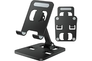 Anifrim Dubbel hopfällbar mobilstativ i slitstark aluminiumlegering, kompakt och portabel, perfekt för skrivbord, spel och videor, passar alla