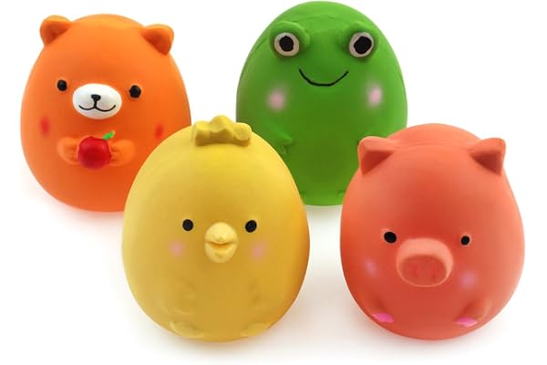 Chiwava 4 pièces 6 cm Jouets couinement pour Chiens Latex Animaux Jouet pour Petits Chiens Chiots Jeux interactif Couleur Assortie