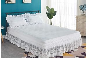 UYEOCO Bed Valance Skirt with Ruffles Elastic Lace Bed Skirt Double/Single/King Without Bed Surface Soft Microfiber Ruffle Drop: 38 cm (Color : White, Size : 100 * 200+38cm)