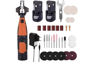 BEFITERY Kit de afilador de Cadenas de motosierra inalámbrica Eléctrica con 2 baterías juego de herramientas de afilar 20000rpm sierra Multifunción Maquina (Naranja)