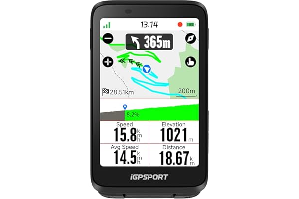 iGPSPORT BiNavi Compteur Velo sans Fil, 3,5" Tactile Fonction VO2, d'Analyse d'Entraînement, Enregistrement Continu, Détection de Mouvement, Commande Musicale et Caméra d'action, iClimb Pro, 35H