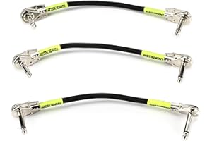 Ernie Ball 6 inch Flat Angle / Flat Angle Patch Cable 3-Pack - Black
