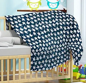 Florida All Season Flannel Ultra Soft Kids AC Blanket/ Baby Wrapper/ Swaddle/ Flannel Baby Blanket for 0 - 5 Years Kids (110x140 cm), Blue