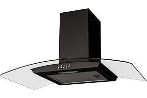 SIA CGH90BL 90cm Black Curved Glass Chimney Cooker Hood Kitchen Extractor Fan