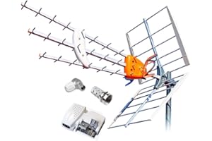 TELEVES Kit Antena Boss 790 HD con Filtro LTE Y PREVIO MRD Inteligente + Fuente DE ALIMENTACION 5795 Y Conectores