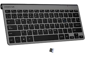 Zienstar-Mini Teclado Inalámbrico 2.4Ghz con Receptor USB (Español Carta)- Negro Gris
