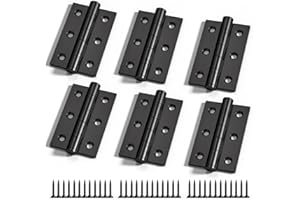 Bwintech 3 Pairs 75 x 50 x 2.0mm(3 inch) Matt Black Steel Fireproof Inner Door Hinge, Square Corners, Ball Bearing Hinge for Residential and Commercial Buildings