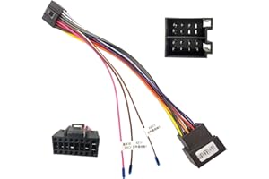 HIKITY Câble Adaptateur de Câblage radio 16 Broches pour Prise Standard ISO Autoradio Android avec Lignes de Commande au Volant et Ligne de Commande Inverse